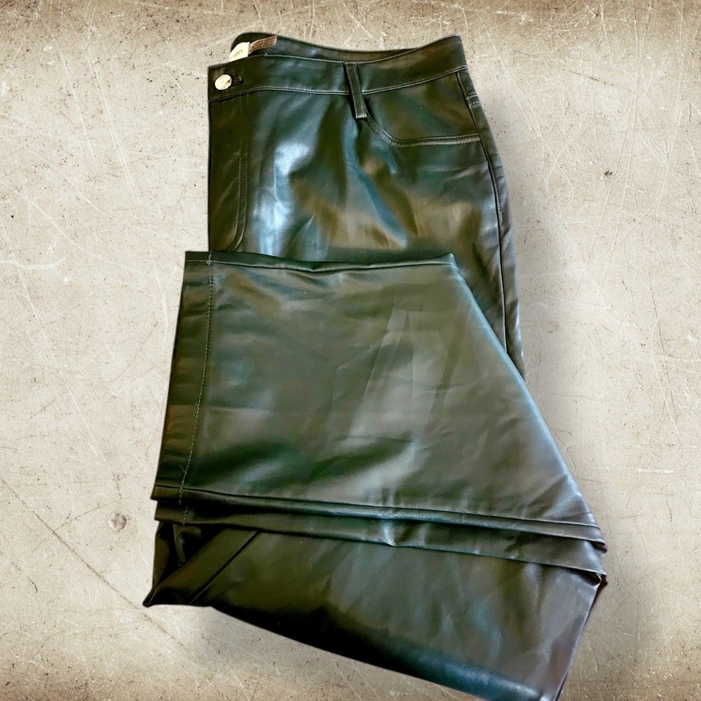 Calvin Klein Faux-Leather Straight Leg Pants